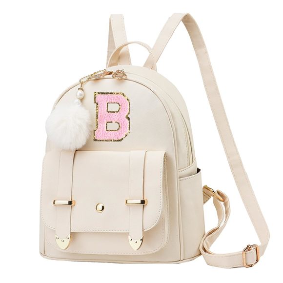 Initial Cute Mini Backpack Purse Pompom Back Pack Shoulder Bag T_T - Picture 1 of 6